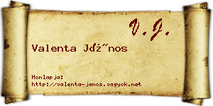 Valenta János névjegykártya