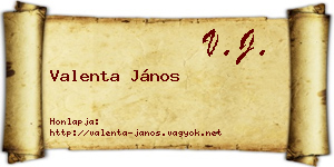 Valenta János névjegykártya